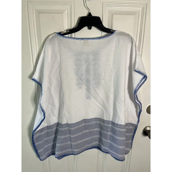 NEW J. MARIE Kim Poncho Shirt Size Medium Women’s Embroidered 100% Cotton - Picture 8 of 9